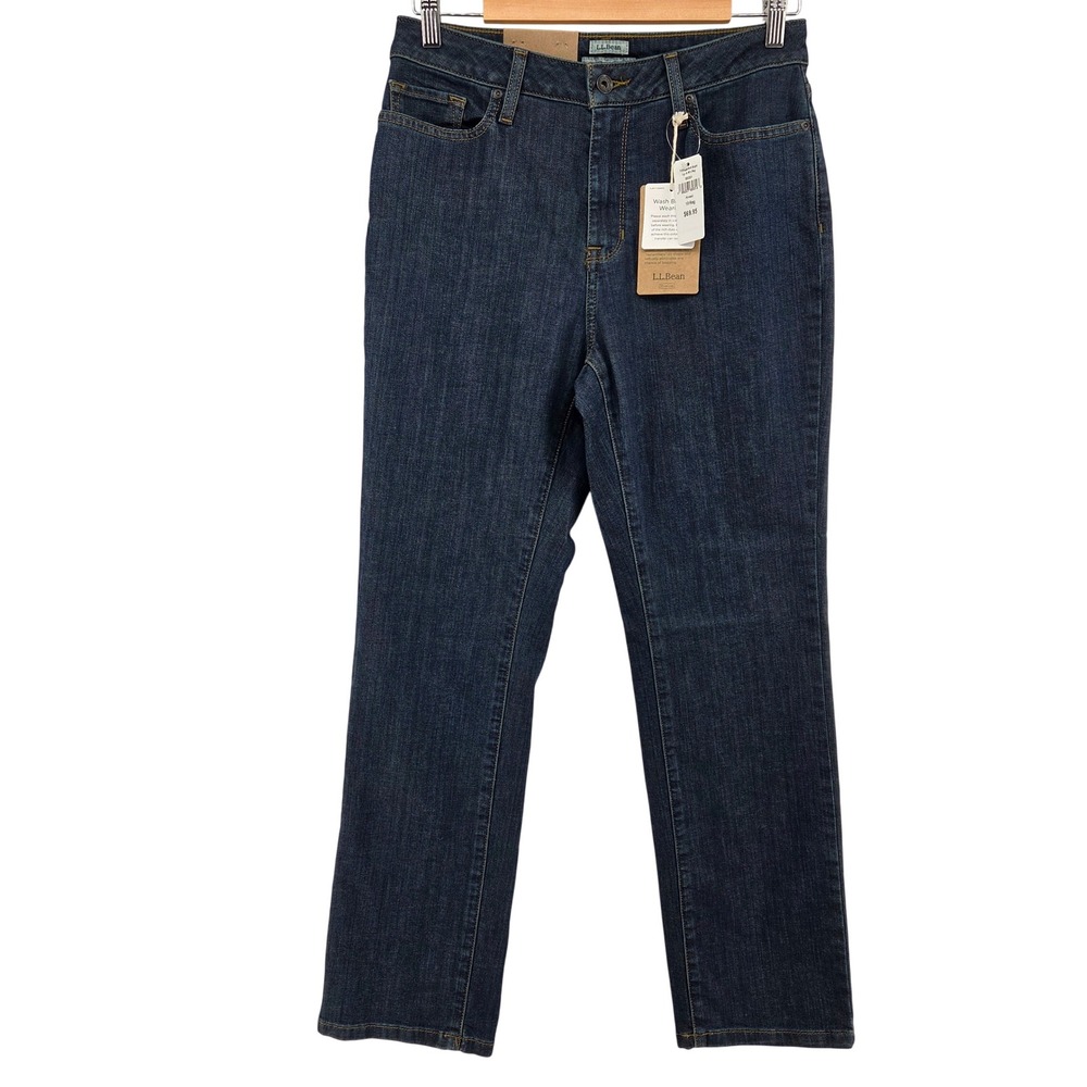 LL Bean True Shape Jeans Womens 10 Blue High Rise Straight‎ Leg Classic Fit